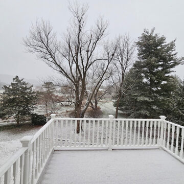 Inn on Church Road in the Snow from the Balcony